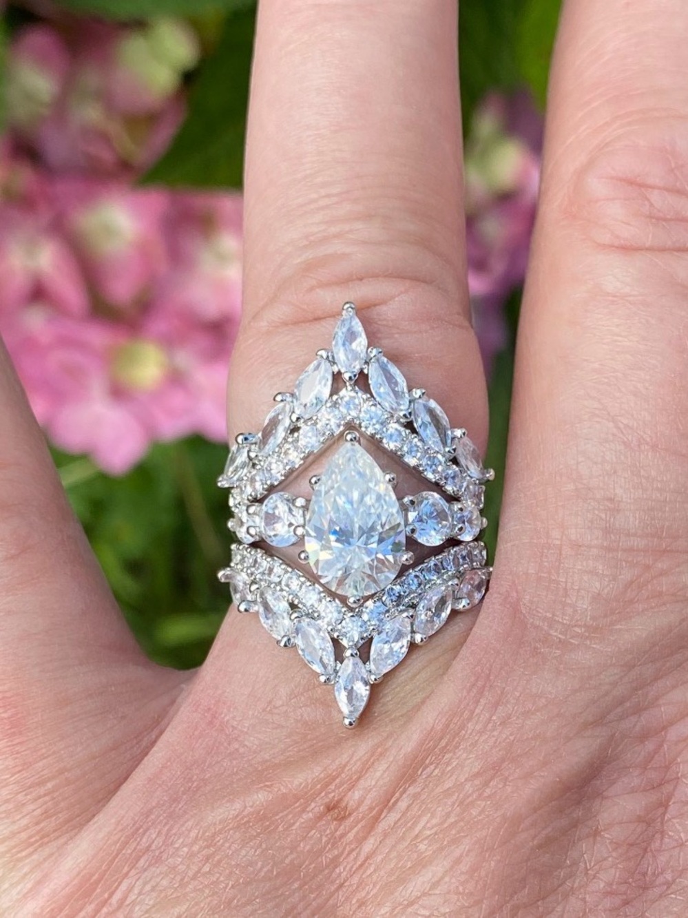 Luxury Pear-Cut Moissanite Ring 925 Silver -